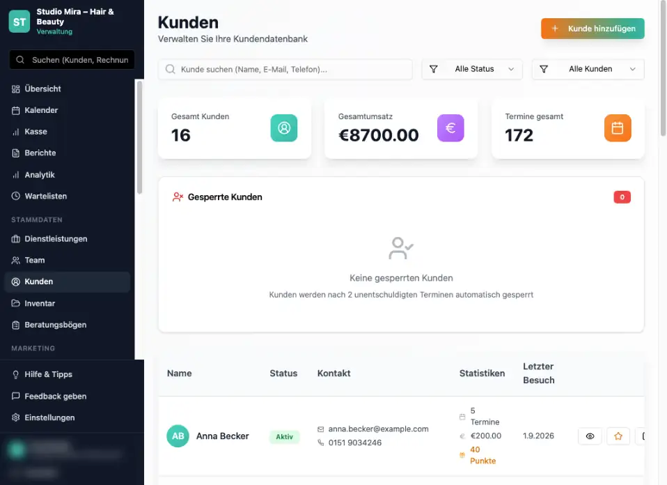 LUMIO Kundenkartei